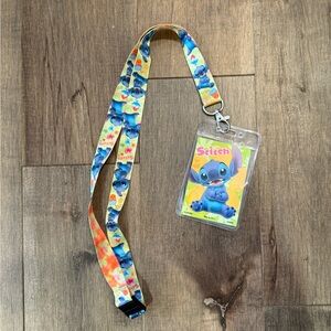 Disney Stitch Lanyard with ID Holder - Blue and Orange